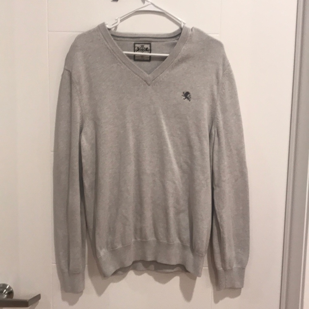 Express Light Gray 100% Cotton V-neck Sweater